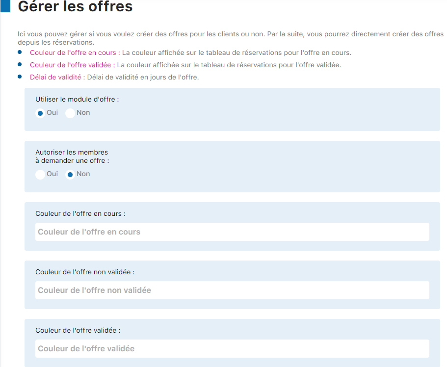 Activation du module d'offre
