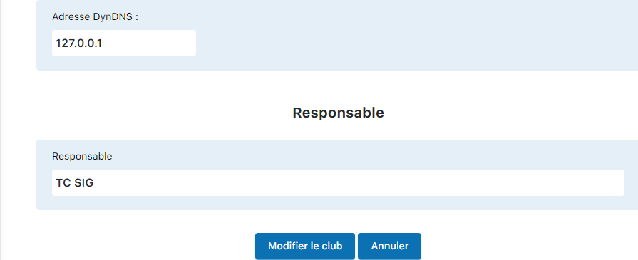 Formulaire d'informations du club - deuxième partie