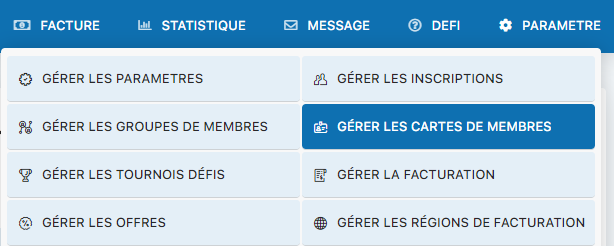 Accès à la gestion des cartes de membres