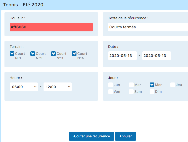 Exemple de blocage configuré