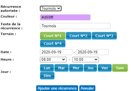 Confirmation du type Tournois