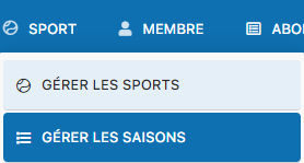 Accès menu Gérer les saisons