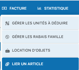 Menu pour lier un article à un membre