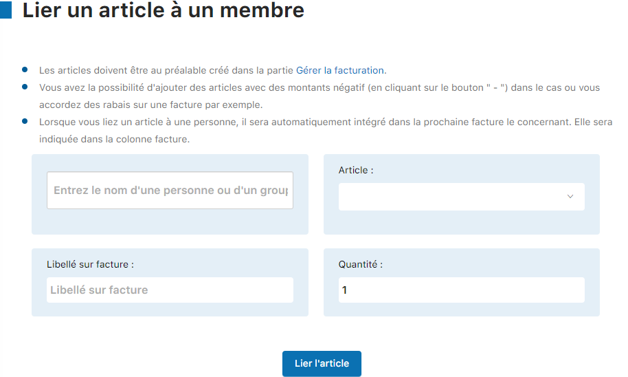 Formulaire de liaison d'article