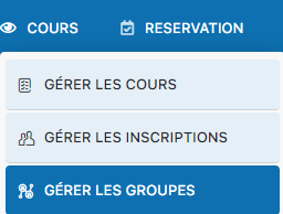 Menu COURS / GERER LES COURS