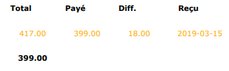 Paiement partiel marqué en orange